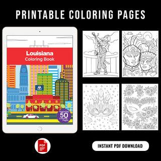 50 Vibrant Louisiana Printable Coloring Pages For Kids & Adults (INSTANT DOWNLOAD)