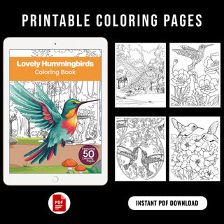 50 Lovely Hummingbird Printable Coloring Pages For Kids & Adults (INSTANT DOWNLOAD)