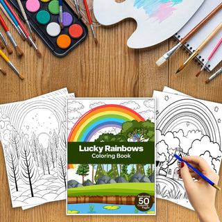 50 Lucky Rainbow Printable Coloring Pages For Kids & Adults (INSTANT DOWNLOAD)