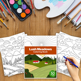 50 Lush Meadows Printable Coloring Pages For Kids & Adults (INSTANT DOWNLOAD)