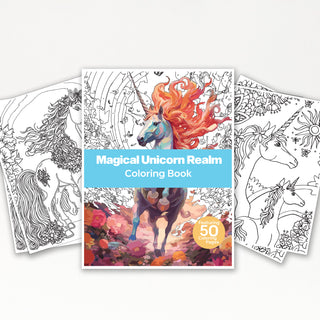 50 Magical Unicorn Realm Printable Coloring Pages For Kids & Adults (INSTANT DOWNLOAD))