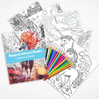 50 Magical Unicorn Realm Printable Coloring Pages For Kids & Adults (INSTANT DOWNLOAD))