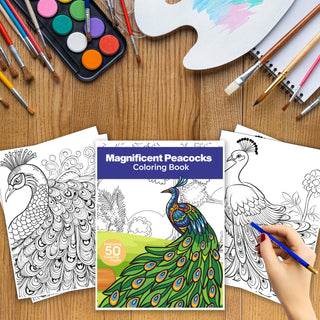 50 Magnificent Peacocks Printable Coloring Pages For Kids & Adults (INSTANT DOWNLOAD)