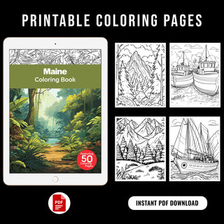 50 Vibrant Maine Printable Coloring Pages For Kids & Adults (INSTANT DOWNLOAD)