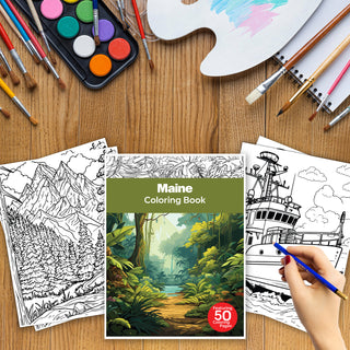 50 Vibrant Maine Printable Coloring Pages For Kids & Adults (INSTANT DOWNLOAD)