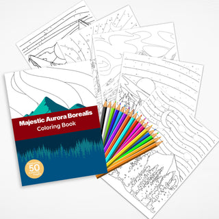 50 Majestic Aurora Borealis Printable Coloring Pages For Kids & Adults (INSTANT DOWNLOAD)