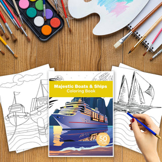 50 Majestic Boats & Ship Coloring Pages For Kids & Adults (INSTANT DOWNLOAD)