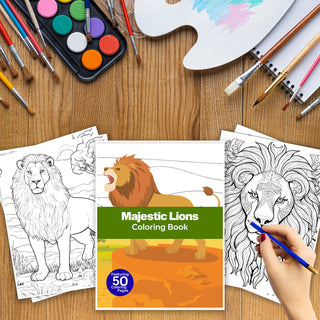 Majestic Lion Printable Coloring Pages For Kids & Adults (INSTANT DOWNLOAD)