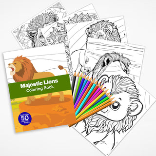 Majestic Lion Printable Coloring Pages For Kids & Adults (INSTANT DOWNLOAD)