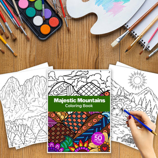 50 Majestic Mountain Printable Coloring Pages For Kids & Adults (INSTANT DOWNLOAD)