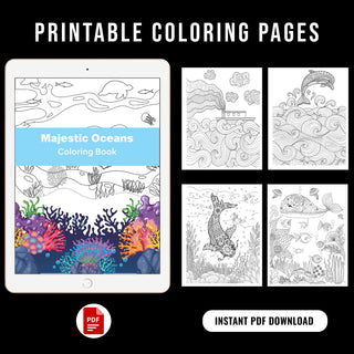 50 Majestic Ocean Printable Coloring Pages For Kids & Adults (INSTANT DOWNLOAD)