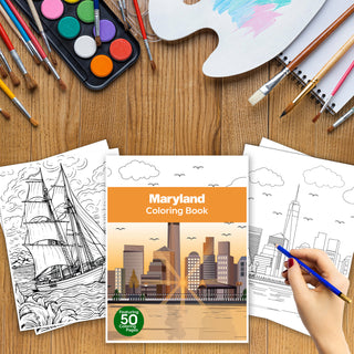 50 Vibrant Maryland Printable Coloring Pages For Kids & Adults (INSTANT DOWNLOAD)