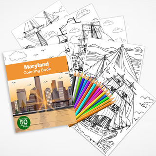 50 Vibrant Maryland Printable Coloring Pages For Kids & Adults (INSTANT DOWNLOAD)