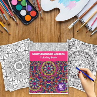 50 Mindful Mandala Garden Printable Coloring Pages For Kids & Adults (INSTANT DOWNLOAD)