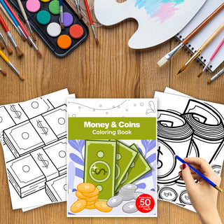 50 Detailed Coin Printable Coloring Pages For Kids & Adults (INSTANT DOWNLOAD)