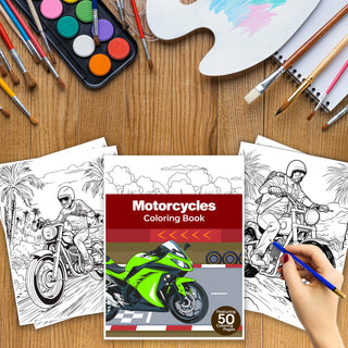 50 Exciting Motorcycle Printable Coloring Pages For Kids & Adults (INSTANT DOWNLOAD)
