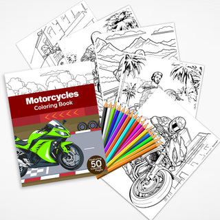 50 Exciting Motorcycle Printable Coloring Pages For Kids & Adults (INSTANT DOWNLOAD)