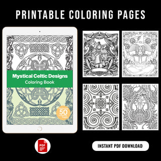 50 Mystical Celtic Design Printable Coloring Pages For Kids & Adults (INSTANT DOWNLOAD)