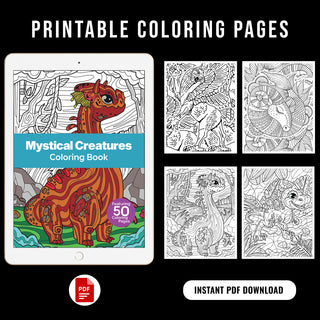 50 Mystical Creature Printable Coloring Pages For Kids & Adults (INSTANT DOWNLOAD)