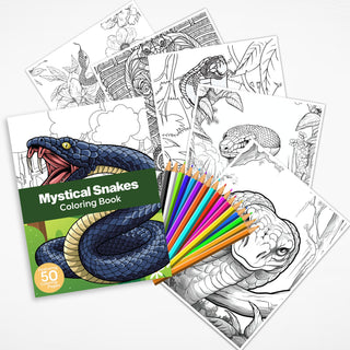 50 Mystical Snakes Printable Coloring Pages For Kids & Adults (INSTANT DOWNLOAD)