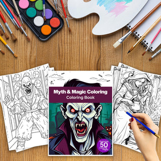 50 Myth & Magic Printable Coloring Pages For Kids & Adults (INSTANT DOWNLOAD)