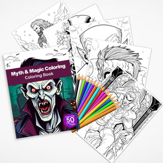 50 Myth & Magic Printable Coloring Pages For Kids & Adults (INSTANT DOWNLOAD)