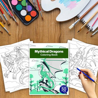 50 Mythical Dragons Printable Coloring Pages For Kids & Adults (INSTANT DOWNLOAD)