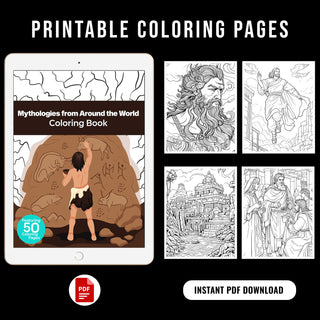 50 Fascinating Mythology Printable Coloring Pages For Kids & Adults (INSTANT DOWNLOAD)