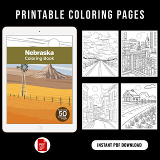 50 Best Nebraska Printable Coloring Pages For Kids & Adults (INSTANT DOWNLOAD)