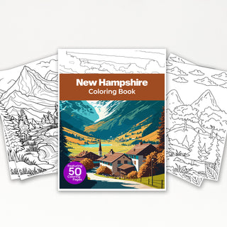 50 Beautiful New Hampshire Printable Coloring Pages For Kids & Adults (INSTANT DOWNLOAD)