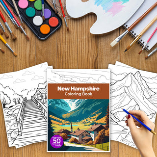 50 Beautiful New Hampshire Printable Coloring Pages For Kids & Adults (INSTANT DOWNLOAD)