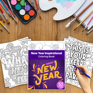 50 Enchanting New Year Printable Coloring Pages For Kids And Adults (INSTANT DOWNLOAD)