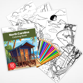 50 Best North Carolina Printable Coloring Pages For Kids & Adults (INSTANT DOWNLOAD)