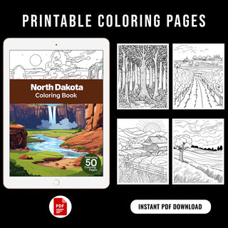 50 Mesmerizing North Dakota Printable Coloring Pages For Kids & Adults (INSTANT DOWNLOAD)