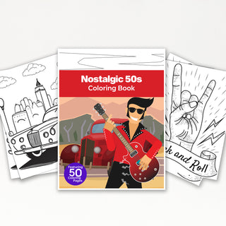 50 Nostalgic 50s Printable Coloring Pages For Kids & Adults (INSTANT DOWNLOAD)