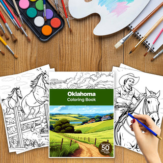 50 Amazing Oklahoma Printable Coloring Pages For Kids & Adults (INSTANT DOWNLOAD)