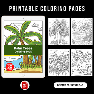 50 Serene Palm Printable Coloring Pages For Kids & Adults (INSTANT DOWNLOAD)