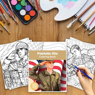 50 Patriotic 40s Printable Coloring Pages For Kids & Adults (INSTANT DOWNLOAD)