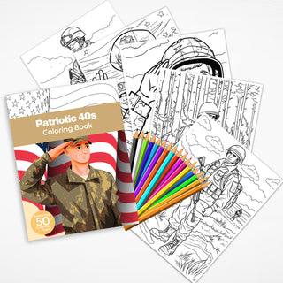 50 Patriotic 40s Printable Coloring Pages For Kids & Adults (INSTANT DOWNLOAD)