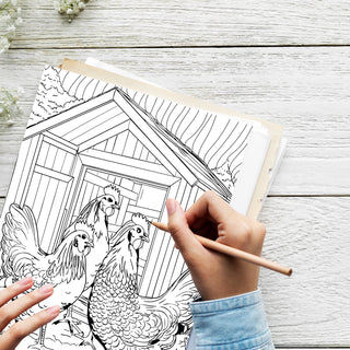 Peaceful Farm Life Printable Coloring Pages For Kids & Adults (INSTANT DOWNLOAD)