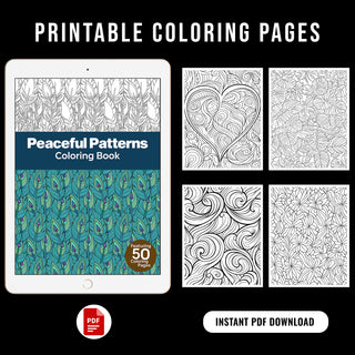 50 Peaceful Patterns Printable Coloring Pages For Kids & Adults (INSTANT DOWNLOAD)