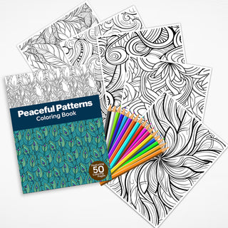 50 Peaceful Patterns Printable Coloring Pages For Kids & Adults (INSTANT DOWNLOAD)