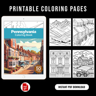 50 Amazing Pennsylvania Printable Coloring Pages For Kids & Adults (INSTANT DOWNLOAD)