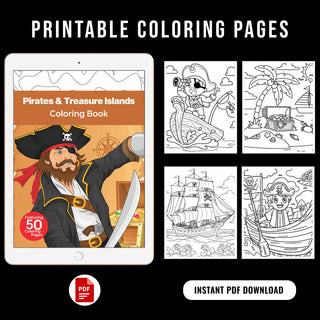 50 Exciting Pirate Printable Coloring Pages For Kids & Adults (INSTANT DOWNLOAD)