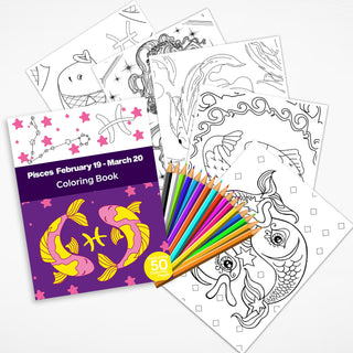 50 Amazing Pisces Printable Coloring Pages For Kids & Adults (INSTANT DOWNLOAD)