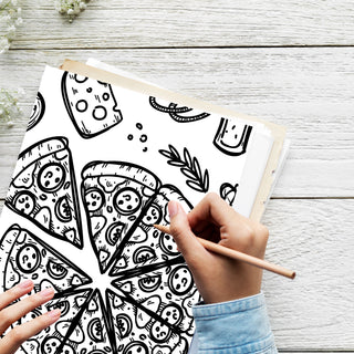 50 Fun Pizza Printable Coloring Pages For Kids & Adults (INSTANT DOWNLOAD)