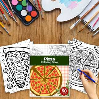 50 Fun Pizza Printable Coloring Pages For Kids & Adults (INSTANT DOWNLOAD)