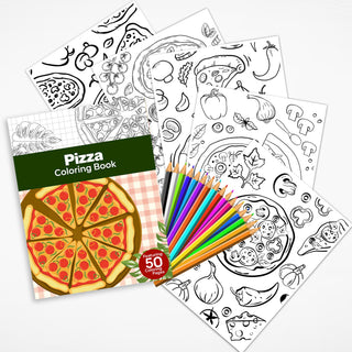 50 Fun Pizza Printable Coloring Pages For Kids & Adults (INSTANT DOWNLOAD)