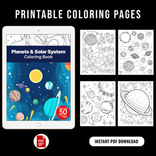 50 Galactic Planets Printable Coloring Pages For Kids & Adults (INSTANT DOWNLOAD)