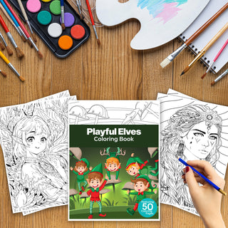 50 Playful Elves Printable Coloring Pages For Kids & Adults (INSTANT DOWNLOAD)